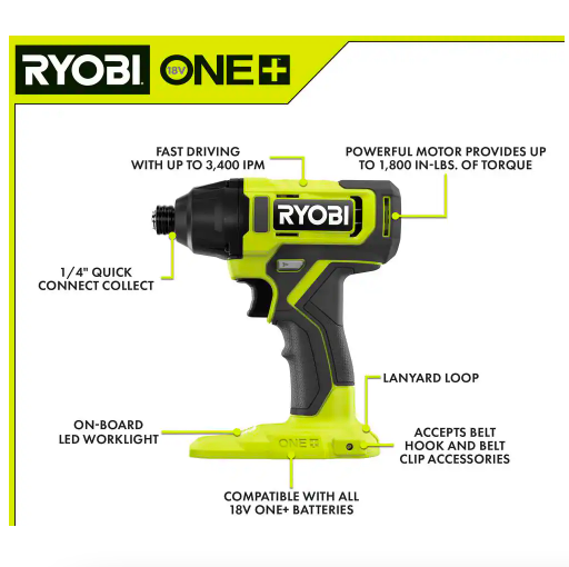 Ryobi ONE+ 18V Cordless 6-Tool Combo Kit with 1.5 Ah Battery， 4.0 Ah Battery and Charger (PCL1600K2)