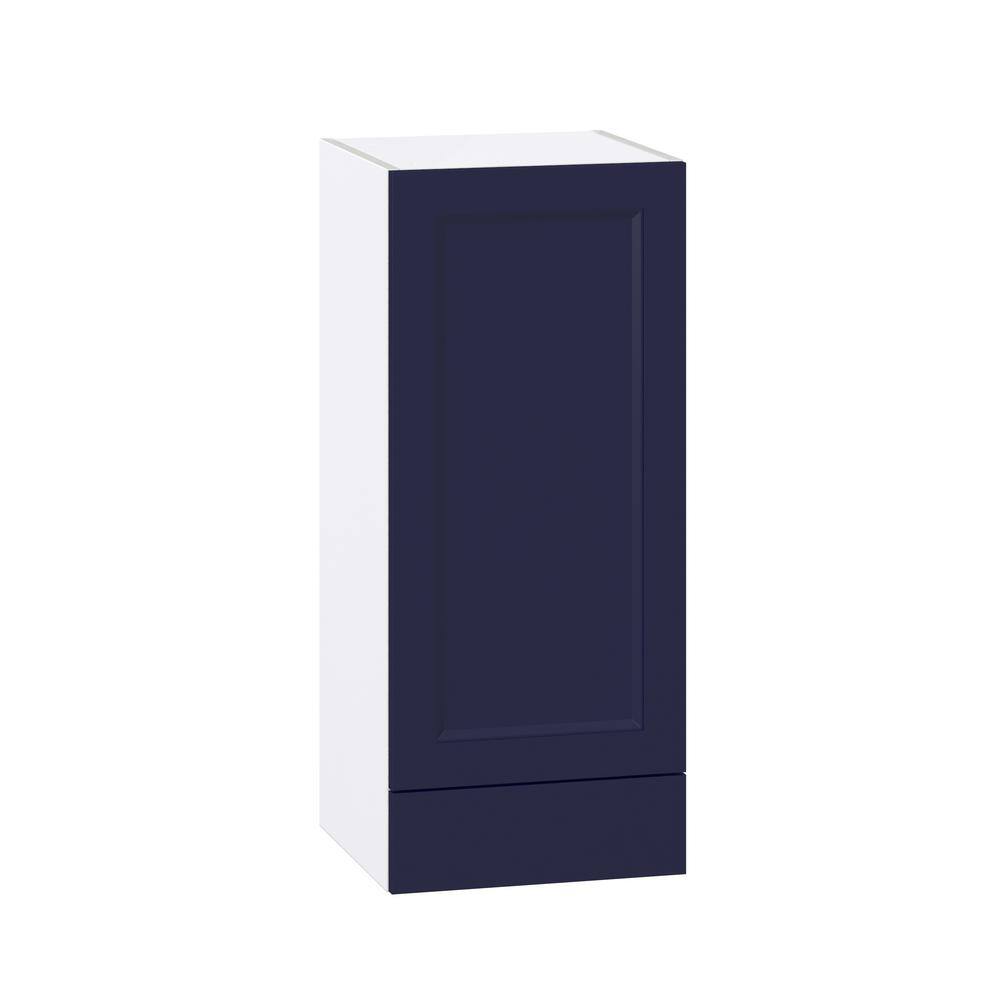 J COLLECTION Devon 15 in. W x 35 in. H x 14 in. D Painted Blue Shaker Assembled Wall Kitchen Cabinet with a Drawer DSW1535A(LR)-DV