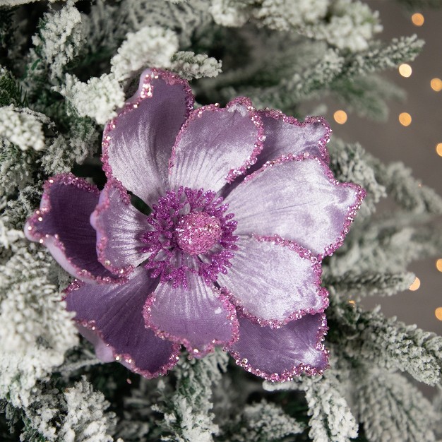 Glittered Lavender Magnolia Christmas Stem Spray