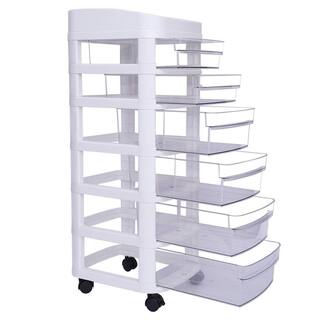 YIYIBYUS 6-Tier Plastic 4-Wheeled Rolling Storage Cart with 6 Drawers Containers Bins in White HG-LYF6168-251