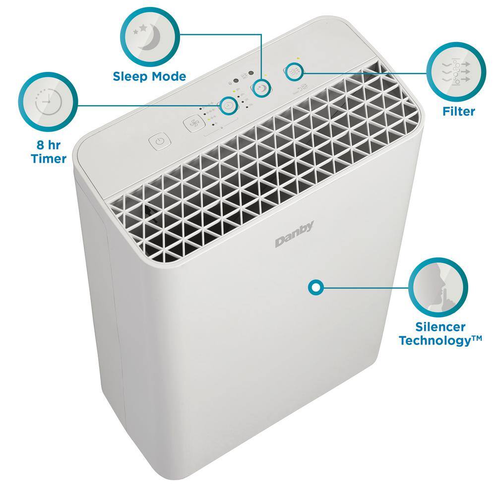 Danby 170 sq. ft. Portable Air Purifier with Filter in White DAP110BAWDB