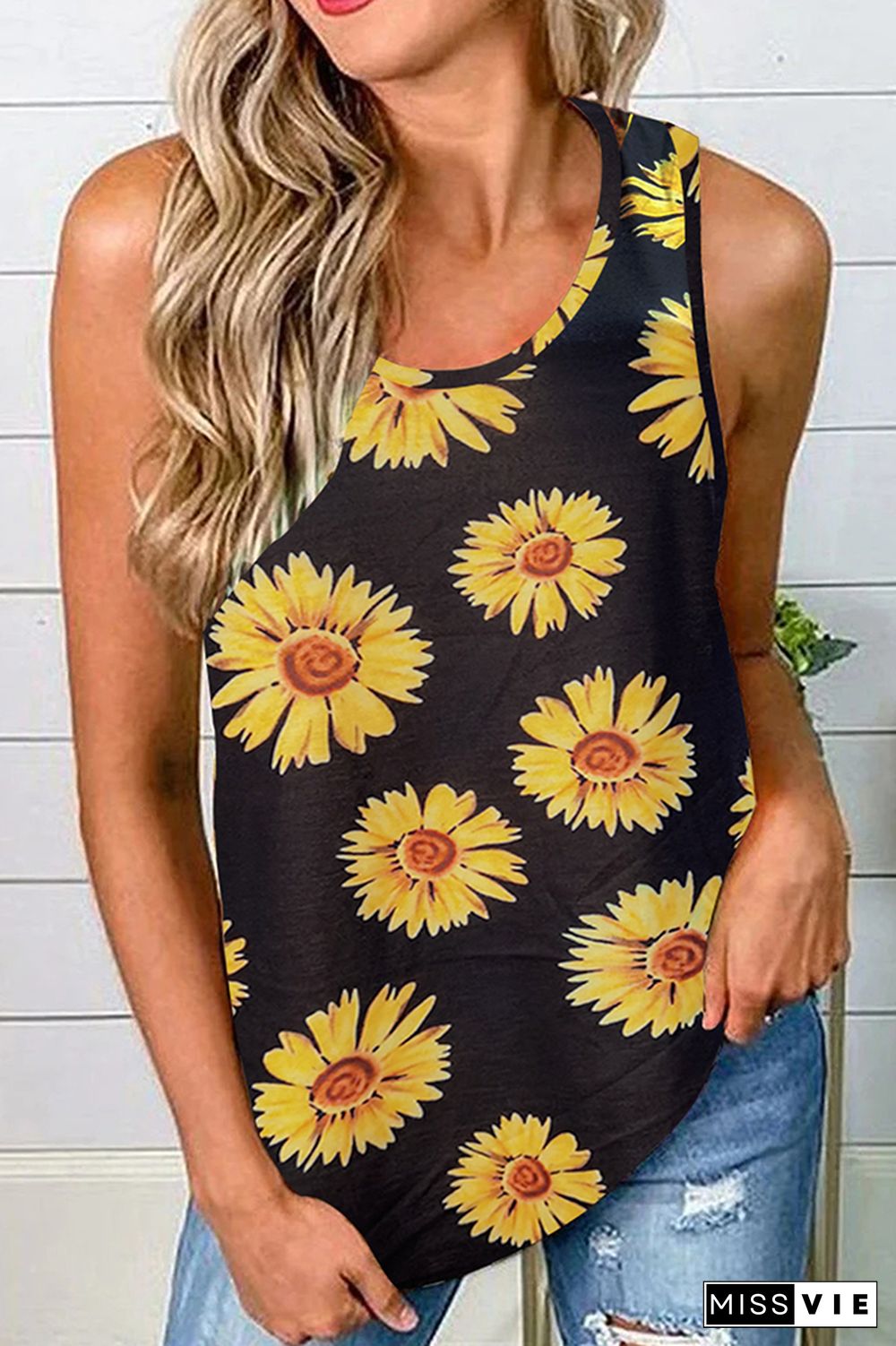 Sunflower Leopard Twisted Tank Top