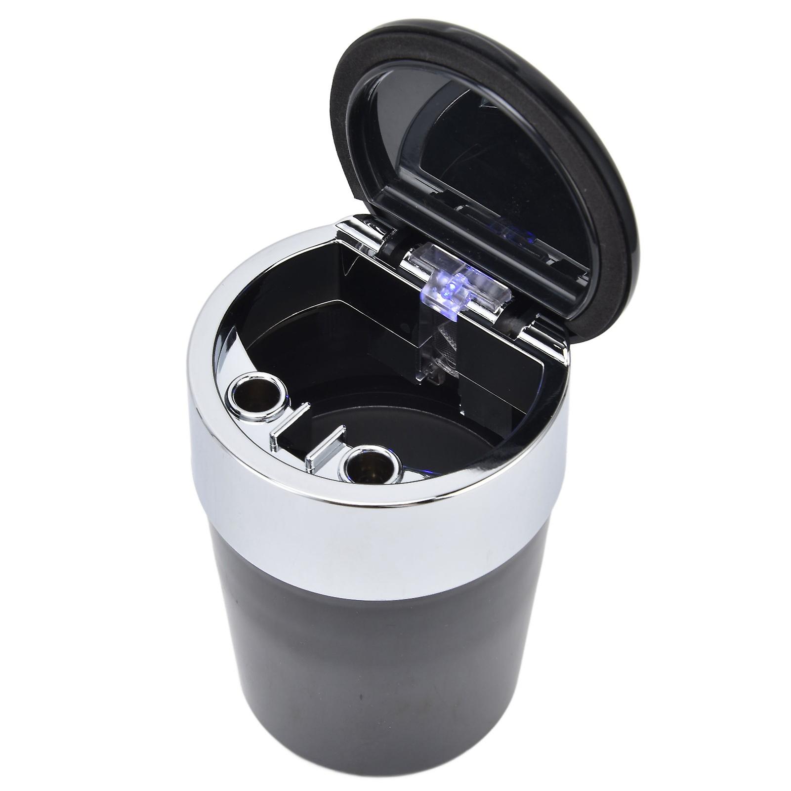 Car Ashtray Double Smoke Hole Blue Light Led Ashtray With Lid For Outdoor Travel Home Officestyle 5