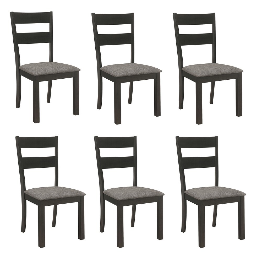 Griffon Dark Grey and Black Ladder Back Dining Chairs (Set of 6)