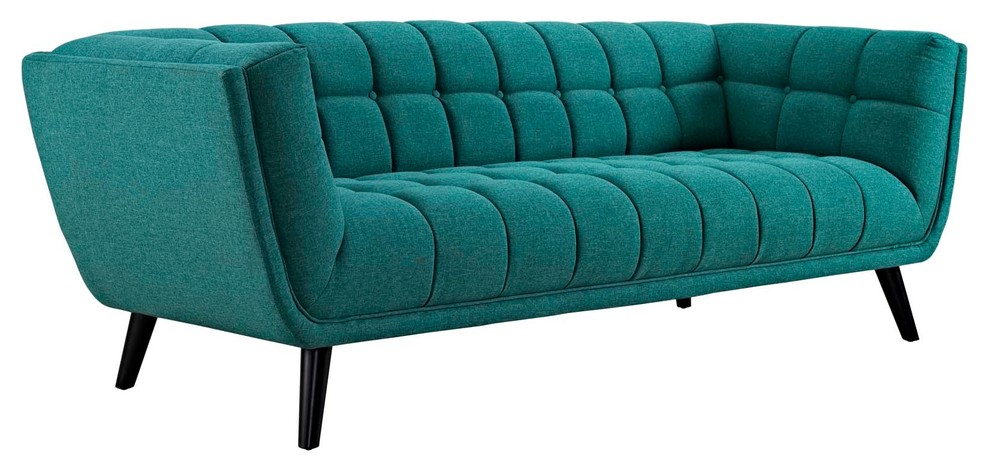 Bestow 3 Piece Upholstered Sofa Loveseat and Armchair Set  Teal   Midcentury   Living Room Furniture Sets   by Homesquare  Houzz