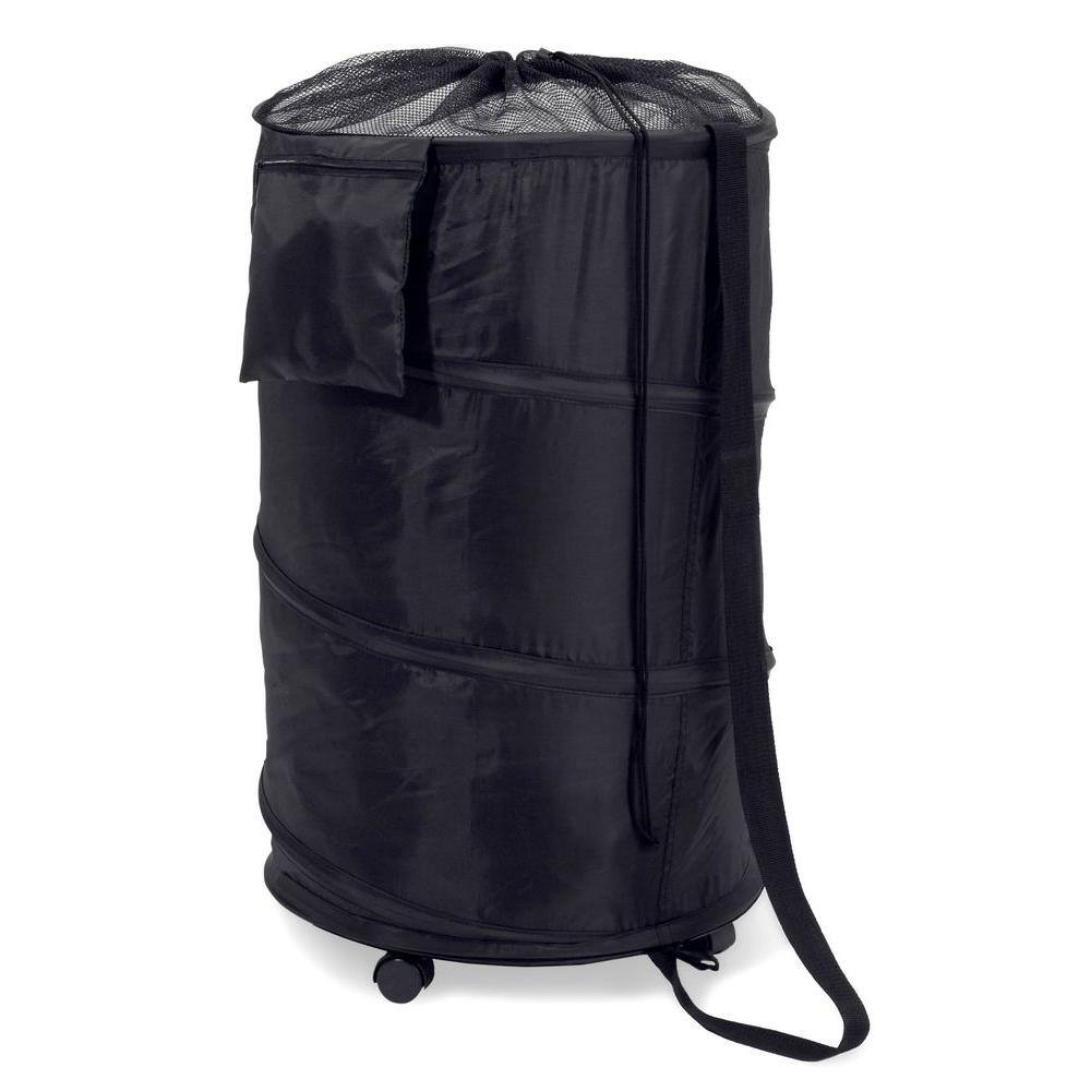 Honey-Can-Do Pop-Up Laundry Bin and Hamper with Wheels Black HMP-01454