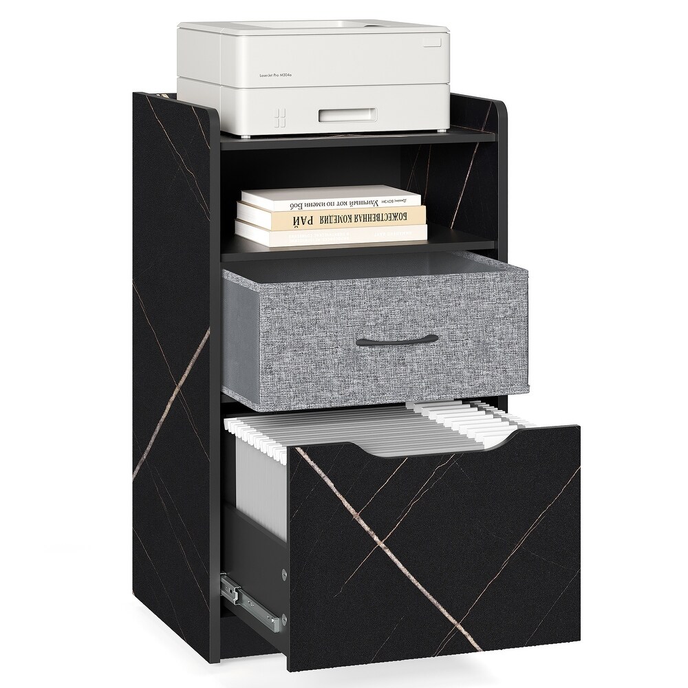 Vertical Mobile File Cabinet with 2 Drawers  Home Office Printer Cart