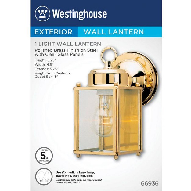 Westinghouse Polished Brass Clear Switch Incandescent Wall Lantern