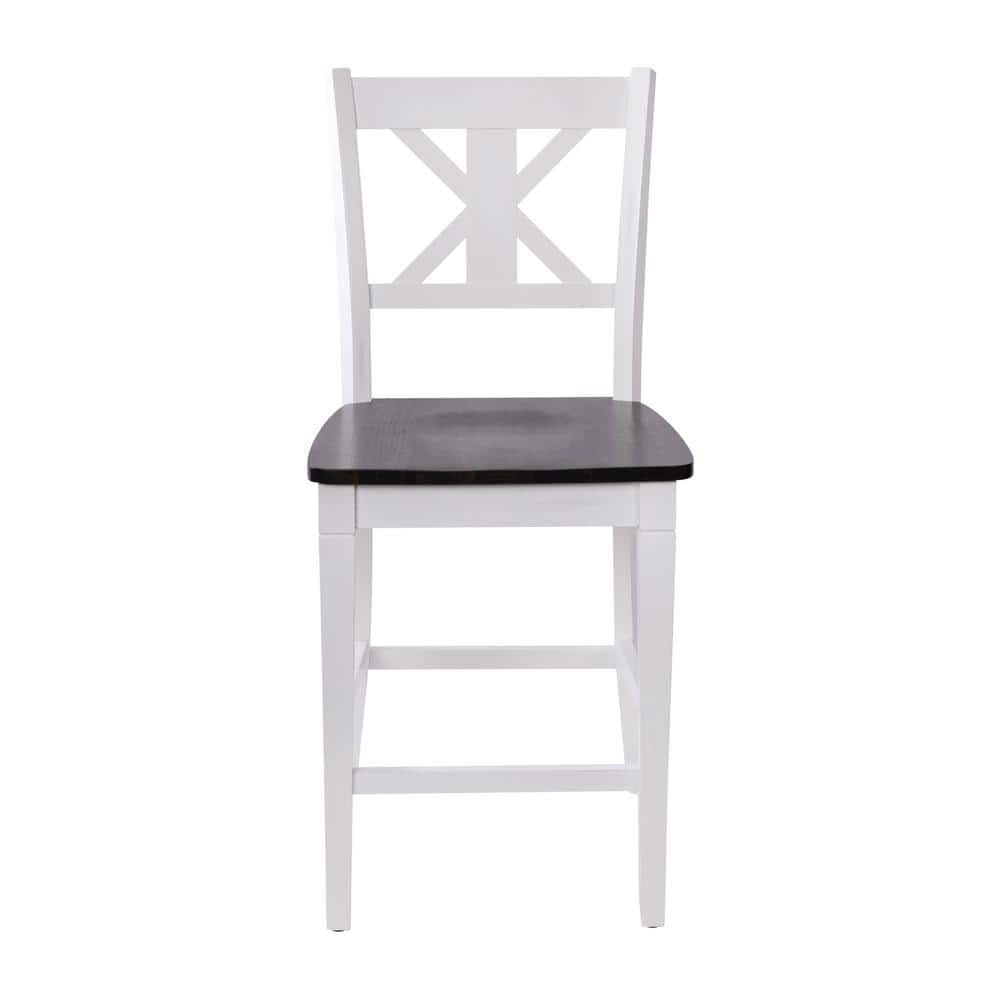 Carnegy Avenue 41.5 in. White Wash Full Wood Bar Stool with Wood Seat CGA-ES-520595-WH-HD