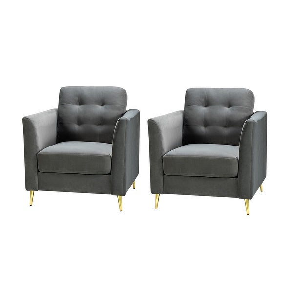 Clara Modern Club Chair with Velvet Tufted Back Set of 2 by HULALA HOME