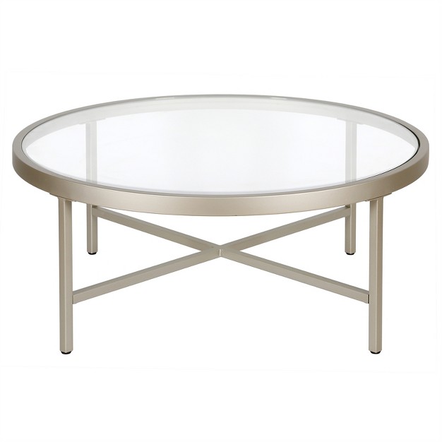 Round Metal Base Coffee Table In Nickel And Gray Henn amp hart