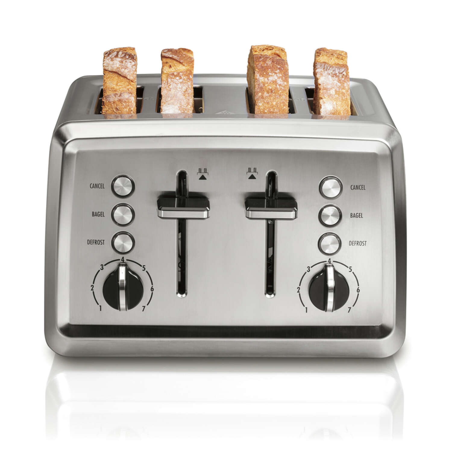 Hamilton Beach Stainless Steel Black/Silver 4 slot Toaster 7.68 in. H X 11.1 in. W X 11 in. D