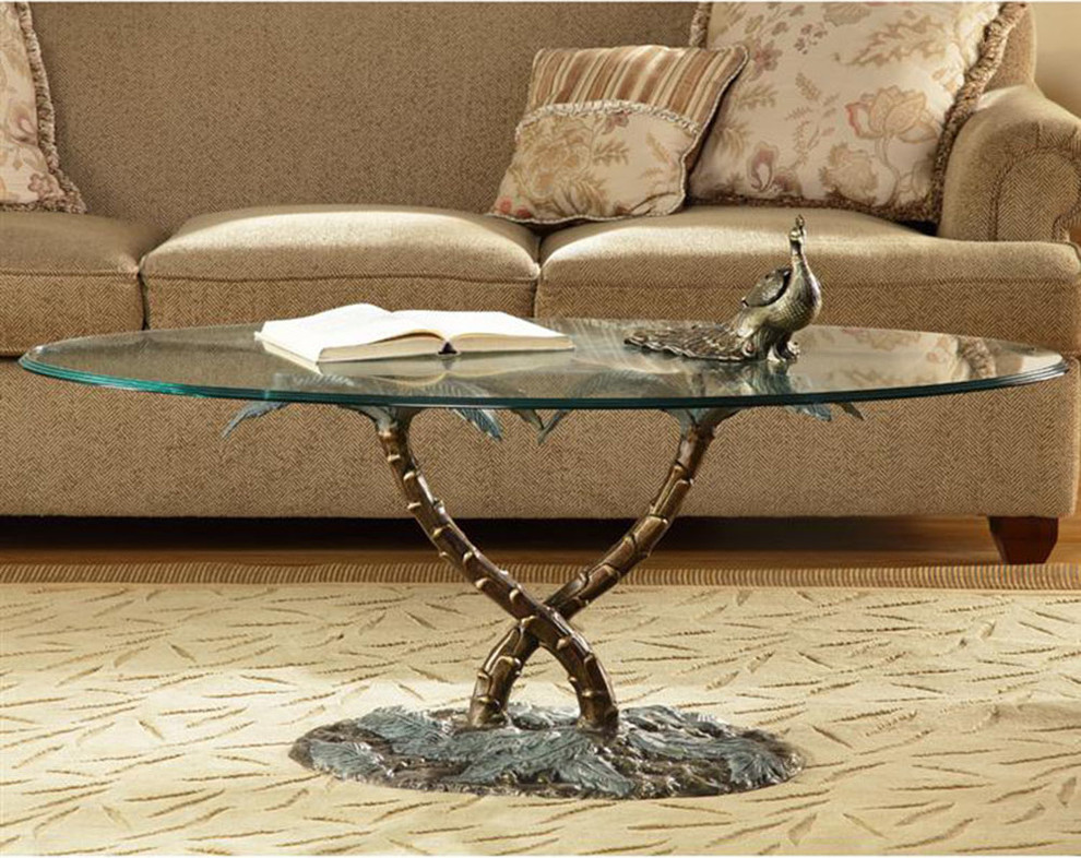 Cast Aluminum Palm Tree Glass Top Coffee Table   Tropical   Coffee Tables   by Zeckos  Houzz