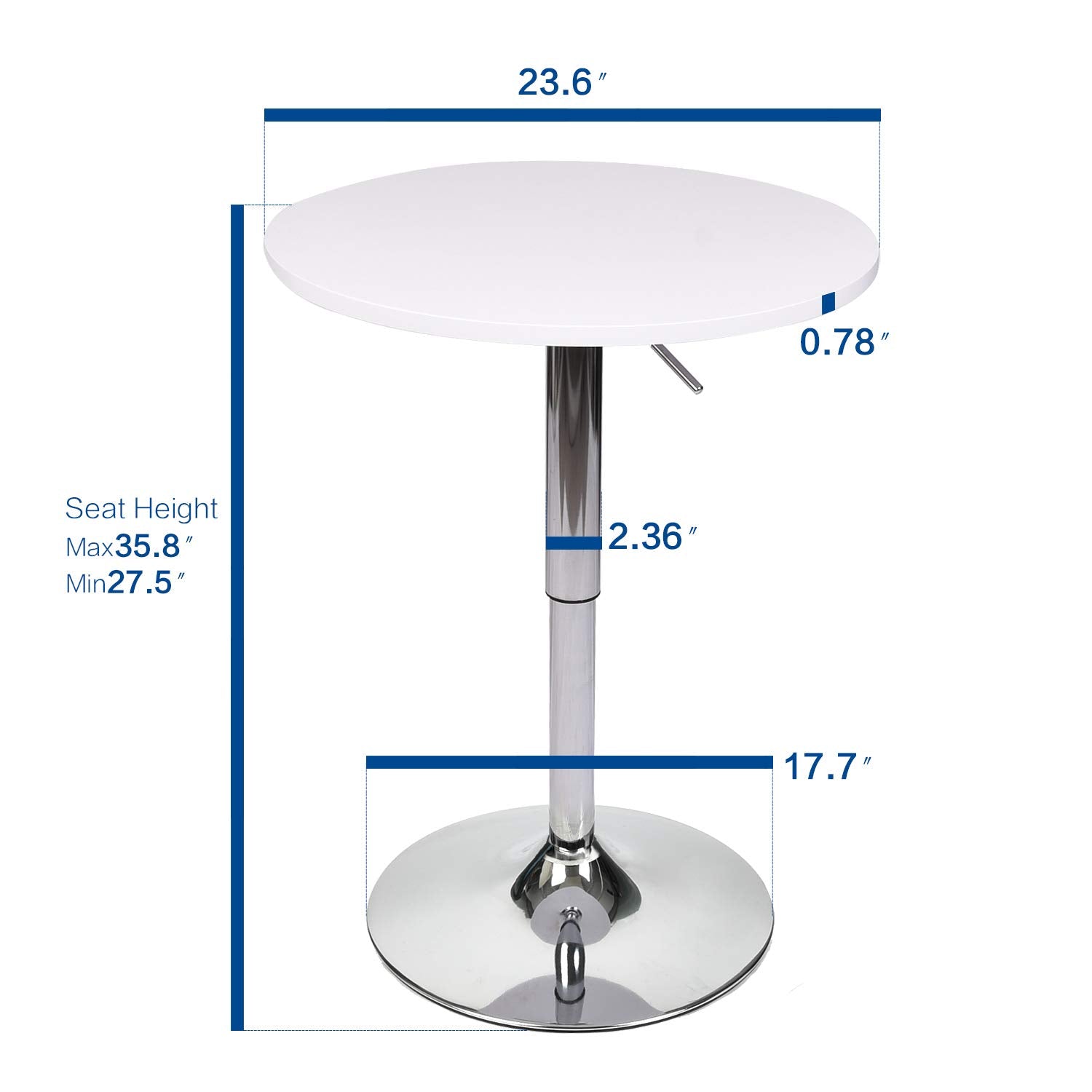 ELECWISH 3 Pieces Barstool and Pub Table Set Adjustable Height Swivel White Wood Round Table and Padded PU Leather Bar Chair Dining Set