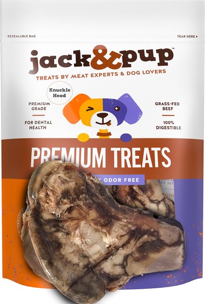 Jack and Pup Large Roasted Beef Knuckle Head Bone Dog Treat， 2 count