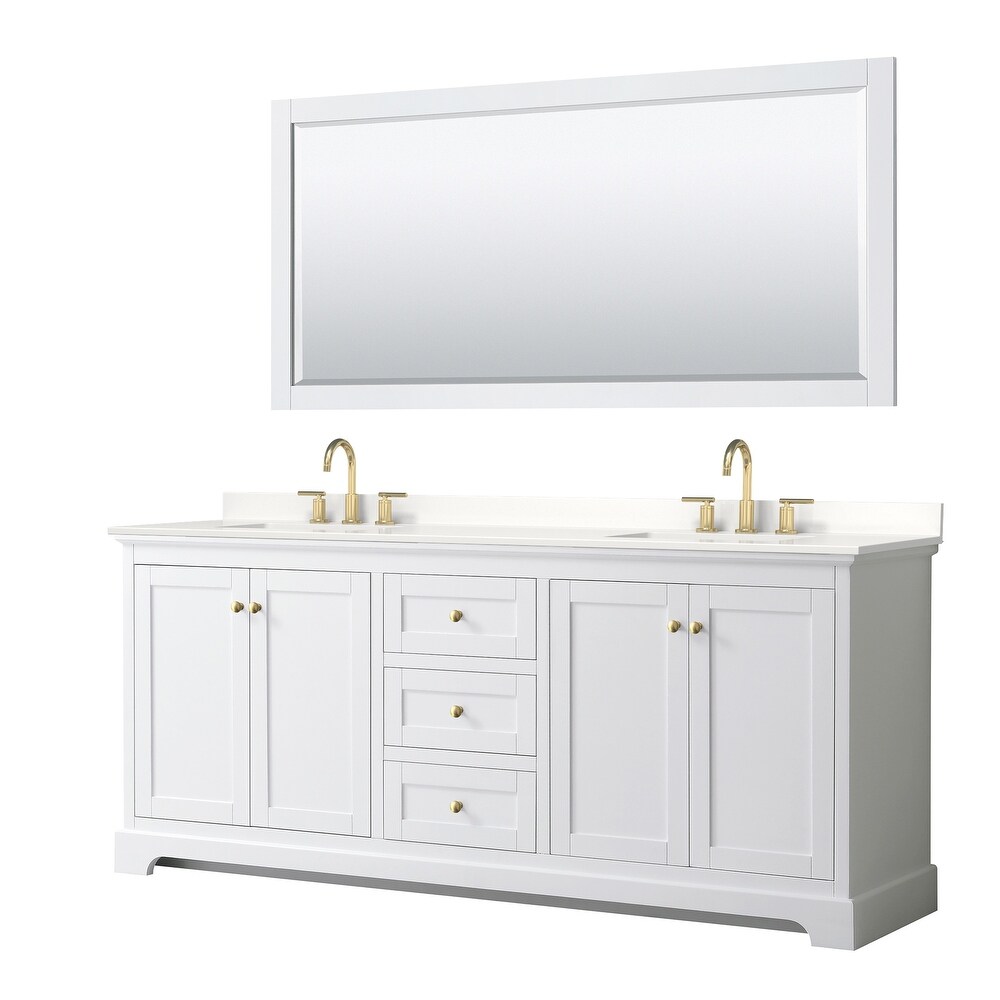 Avery 80 inch Double Vanity  Quartz Top  70 inch Mirror