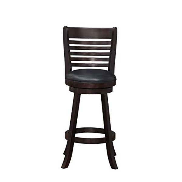 Swivel Barstool with Leatherette Seating， Set of 2， Brown and Black - 17.5 H x 19.5 W x 43.5 L Inches