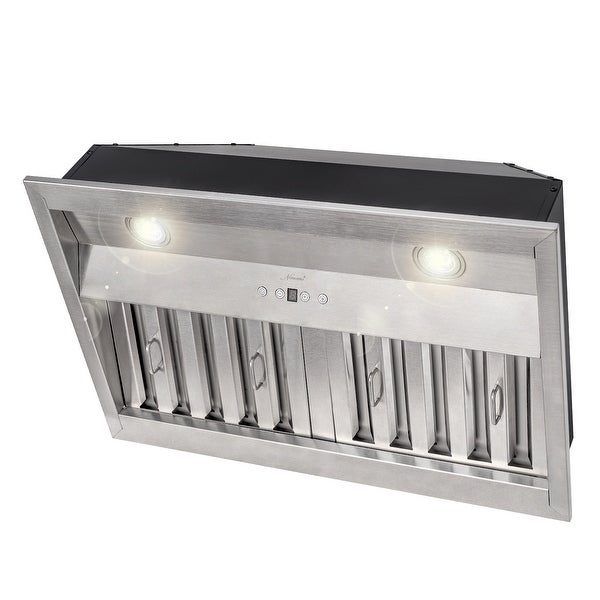 30/36 in. 3-Speeds 600CFM Ducted Insert/Built-in Range Hood， Ultra Quiet in Stainless Steel with Dimmable Lights