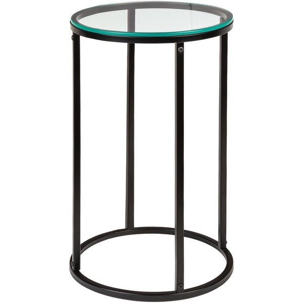 Zarna Modern Round Mixed Material Frame End Table - 24