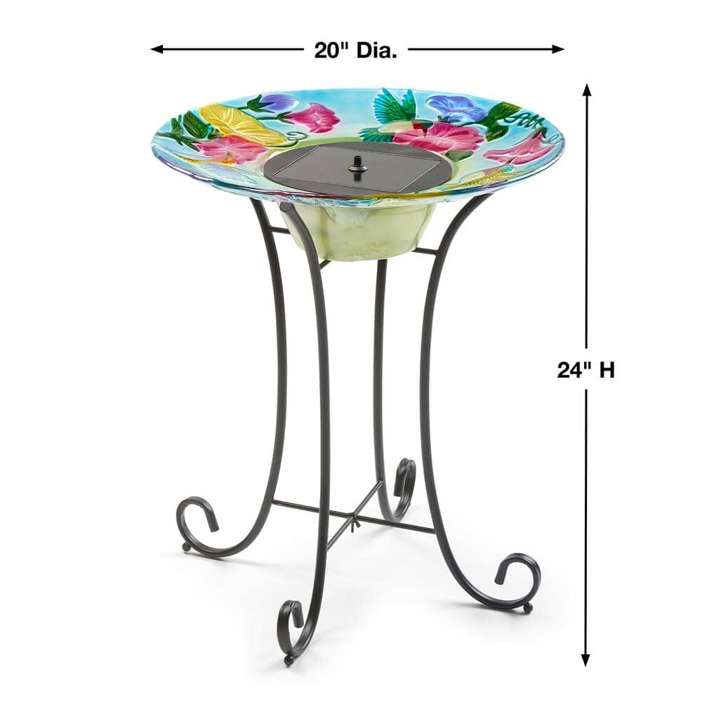 Smart Solar Hummingbird Glass Solar Birdbath 20224R01