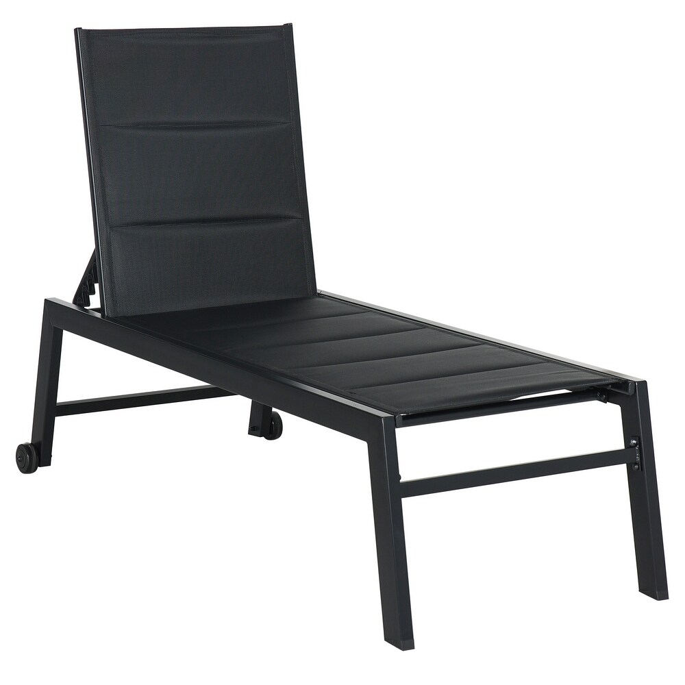 Outsunny Outdoor Chaise Lounge Chair  Pool   Sun Tanning Chair with Five Position Reclining Back  Wheels