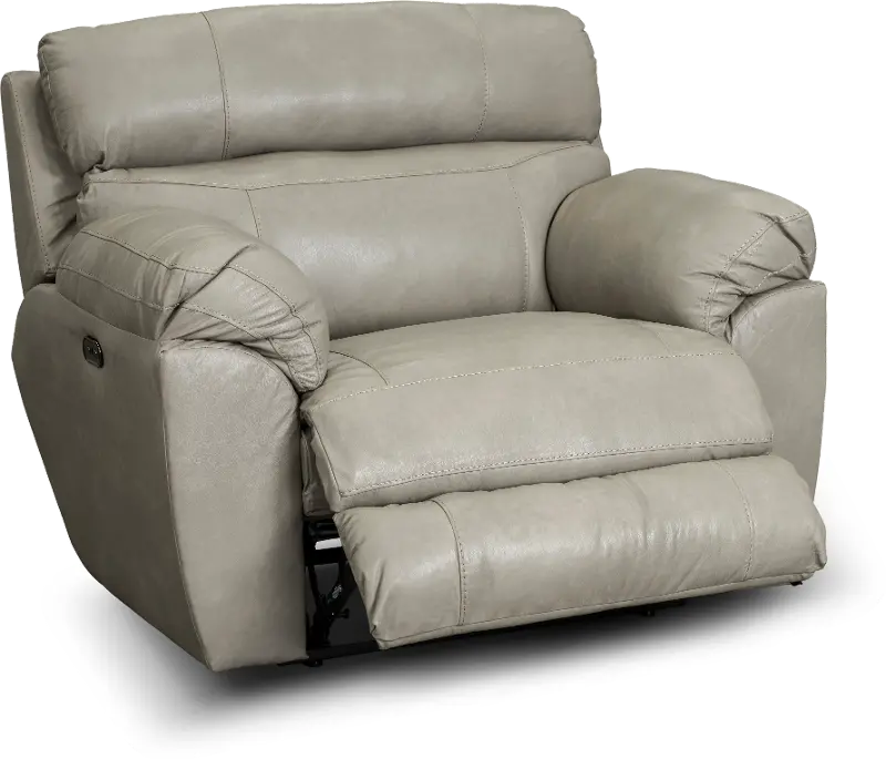 Costa Putty Beige Leather Lay-Flat Power Recliner