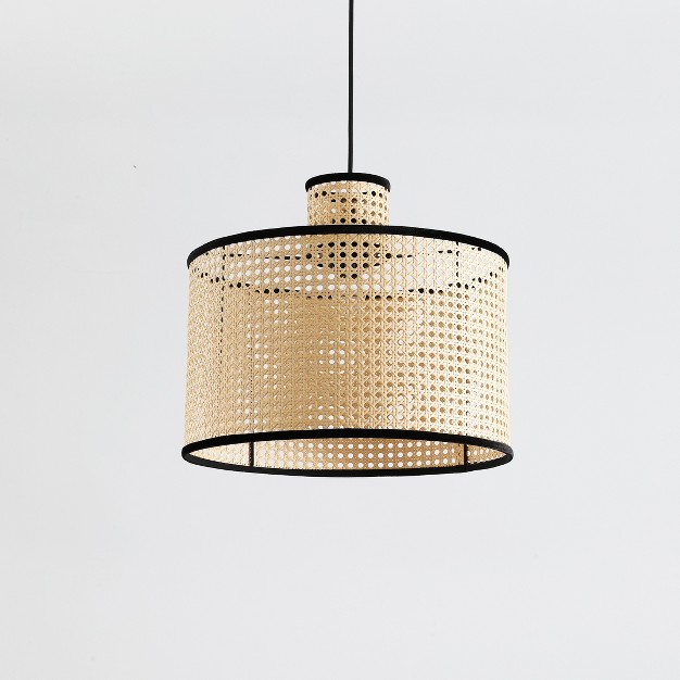 Vidalite Nakuv Rattan And Velvet Pendant Light large