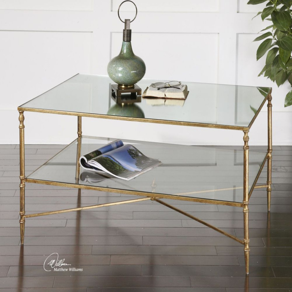 Uttermost Henzler 38 x 19 quotMirrored Glass Coffee Table   Traditional   Coffee Tables   by Designer Lighting and Fan  Houzz