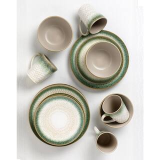 Lorren Home Trends 16-Piece Green Drop Stoneware Set (Service for 4) LH531