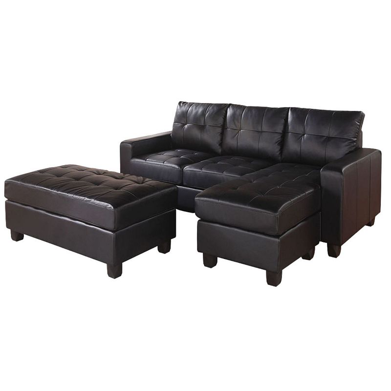 F.c Design Reversible Bonded Leather Match Sectional Sofa and Ottoman