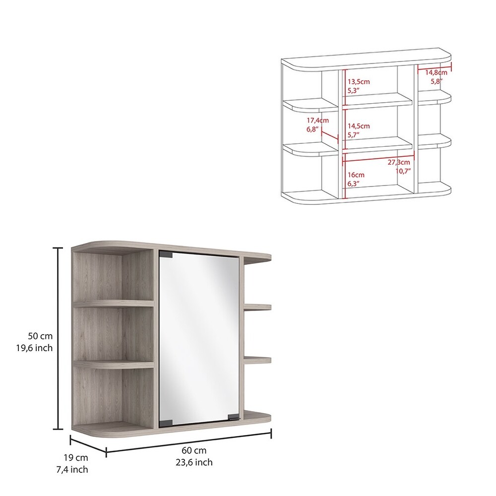 Medicine Cabinet  Six External Shelves Mirror