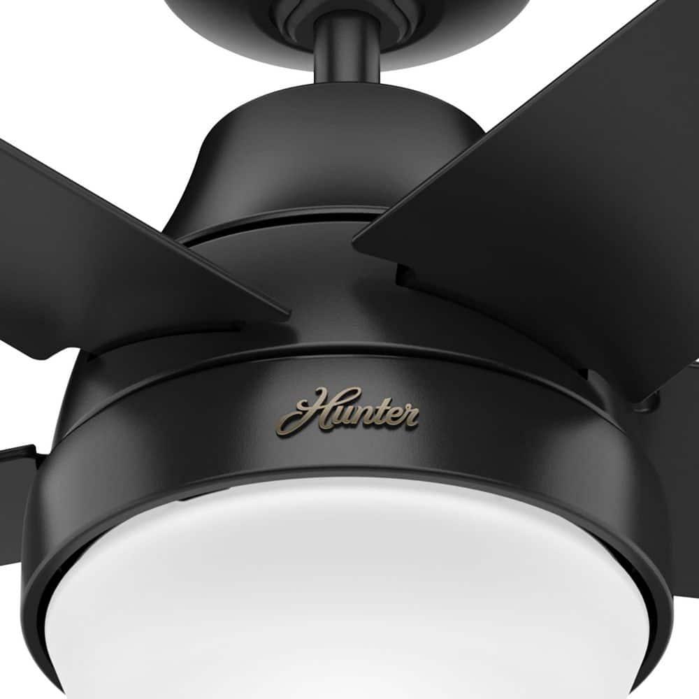 Hunter Aerodyne 52 in Indoor Matte Black Smart Ceiling Fan with Light Kit and Remote Control