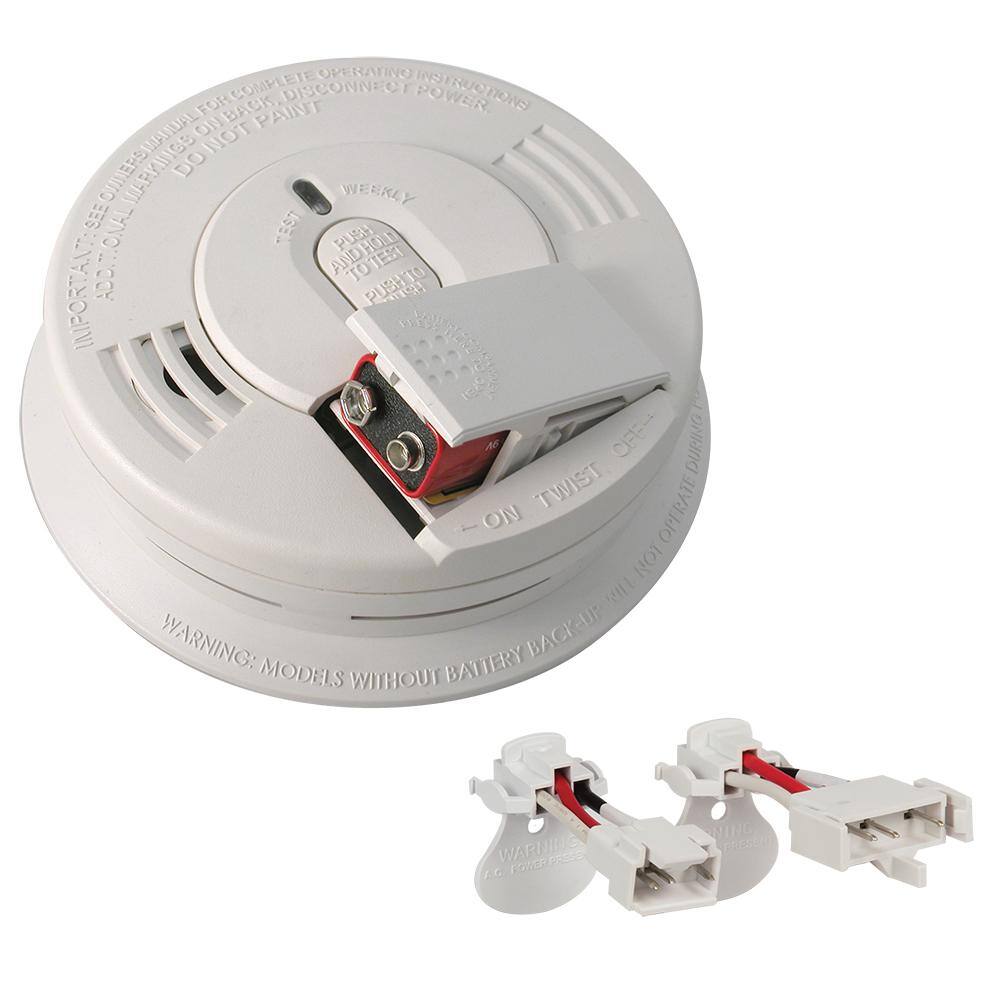 Kidde Firex Smoke and Carbon Monoxide Detector Hardwired with Battery Backup and Voice Alarm Adapters Included 2-Pack 21029889