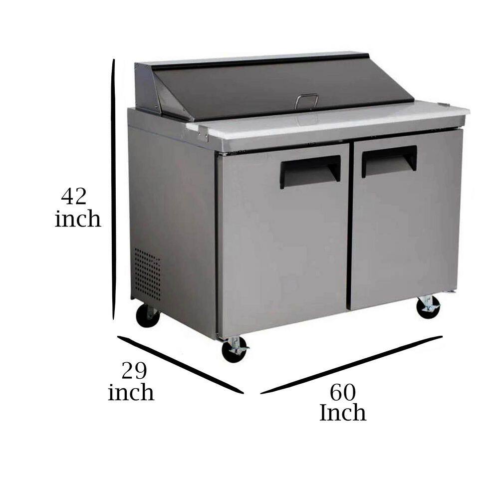 Cooler Depot 60.25 in. W 15 cu. ft. Commercial Food Prep Sandwich Table Refrigerator Cooler in Stainless Steel DXXXSP60