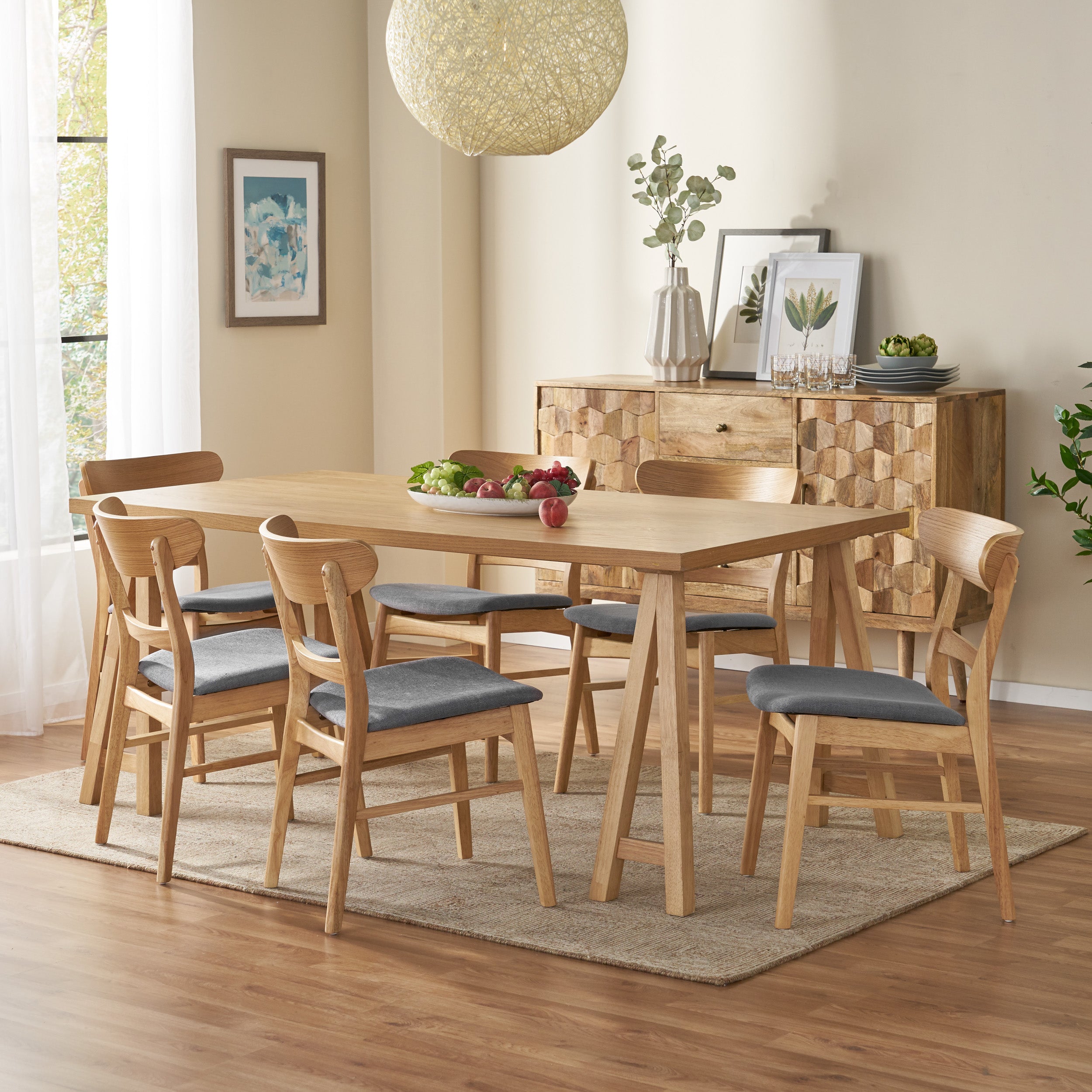 Randal Mid-Century Modern 7 Piece Dining Set