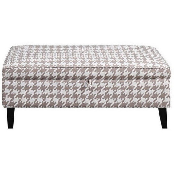 Benjara BM229645 Rectangular Fabric Ottoman with H...