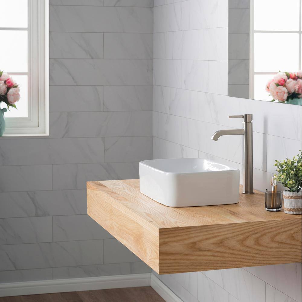 KRAUS White Porcelain Ceramic Rectangular Bathroom Vessel Sink C-KCV-122-1007SN