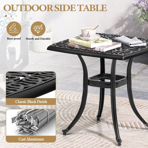 Outdoor Cast Aluminum Side Table Small Patio Coffee Table