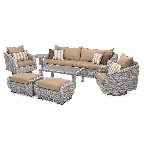 Cannes Deluxe 8 Piece Sunbrella Outdoor Patio Sofa and Club Chair Set