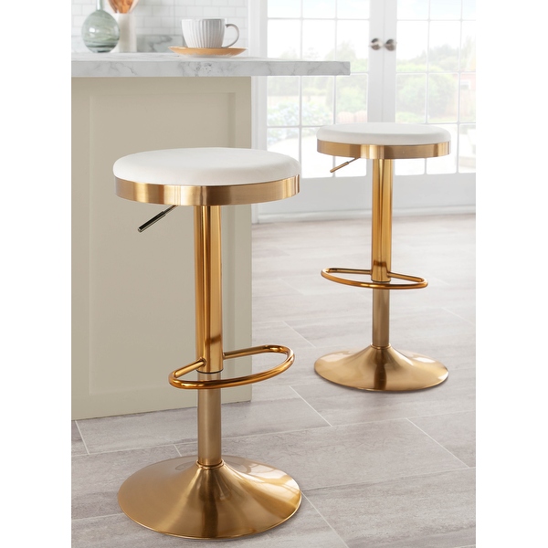 Silver Orchid Goddard Gold Adjustable Bar Stool (Set of 2)