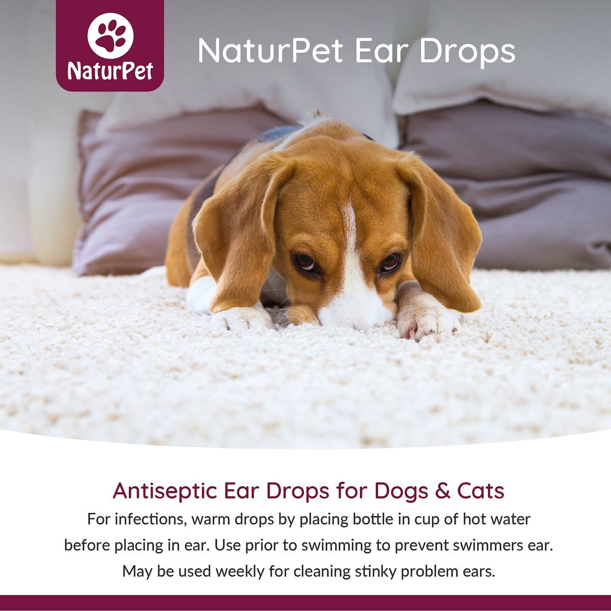 NaturPet Ear Drops Natural Remedy for Ear Infections for Dogs and Cats