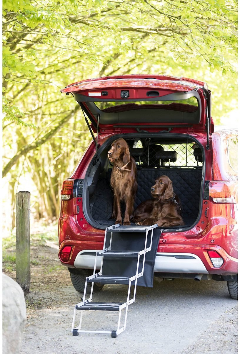 TRIXIE Heavy Duty 4-Step Foldable Dog Stairs， Silver/Black