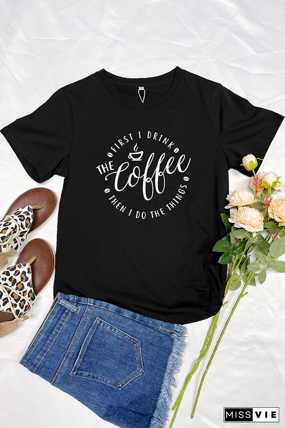 First i drink the coffee Short Sleeve Graphic Tee Wholesale