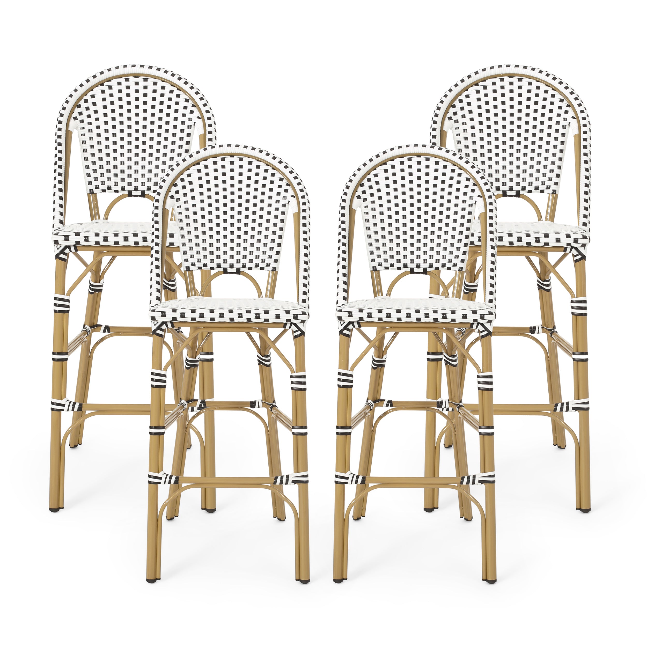 Grelton Outdoor Aluminum French Barstools, Set of 4