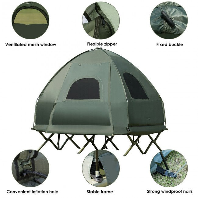 2-Person Outdoor Portable Camping Tent Compact Pop Up Combo Set with Sleeping Bag