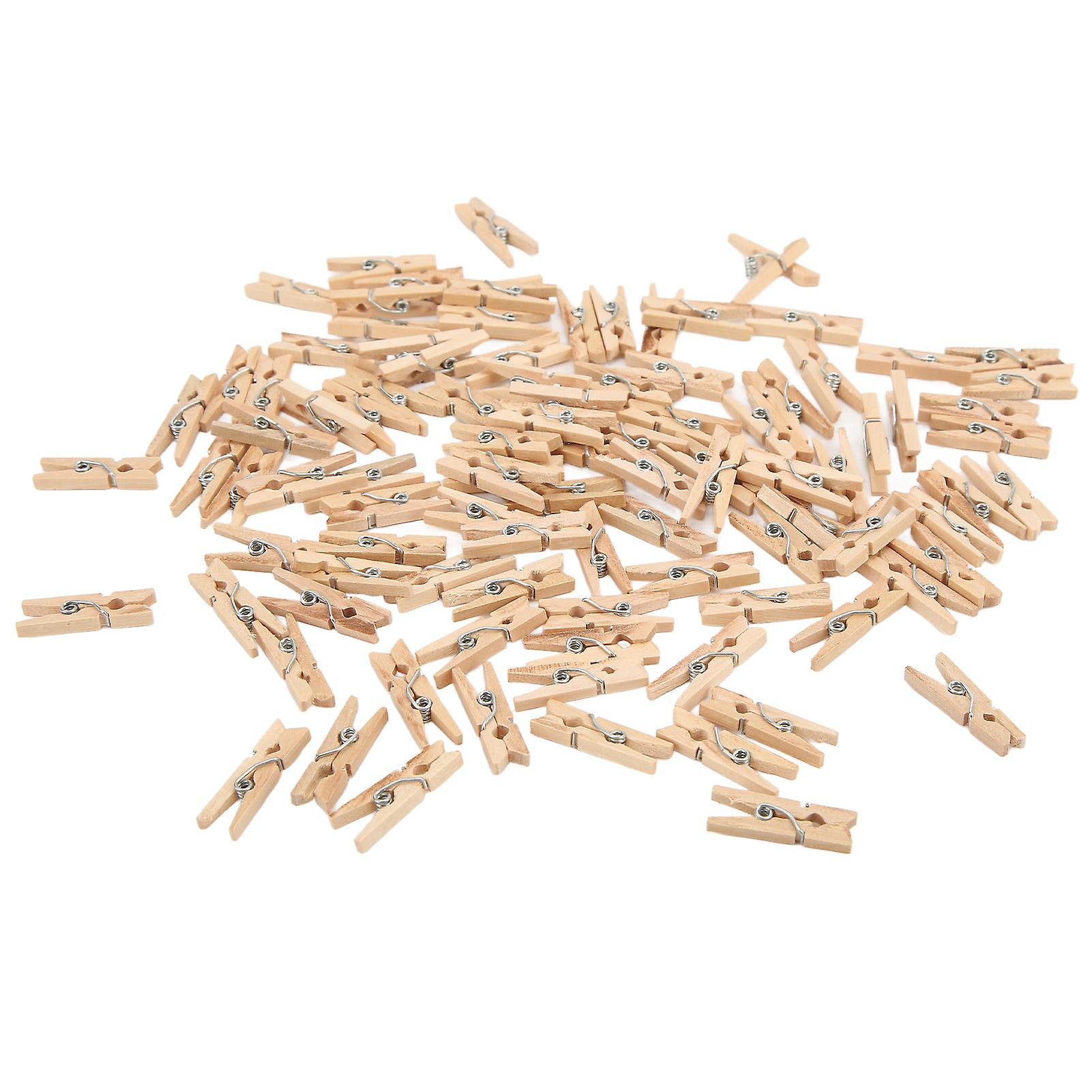 100pcs Mini Clothes Pins Wooden Unfinished Sturdy Durable Wide Application Wooden Clothespins Picture Clips