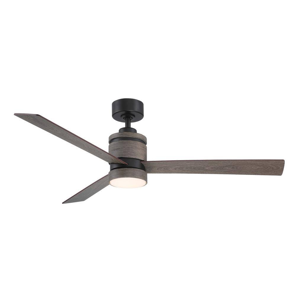 Hampton Bay Pavilion 56 in. Integrated CCT LED Indoor Matte Black Ceiling Fan with Light and Remote Control Included AK438-MBK