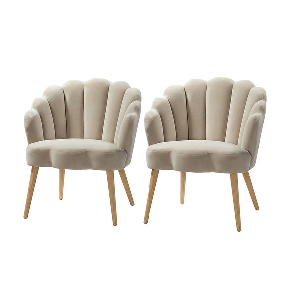 Eleanora Modern Cute Scalloped Back Tufted Velvet Armchairs Set of 2 by HULALA HOME