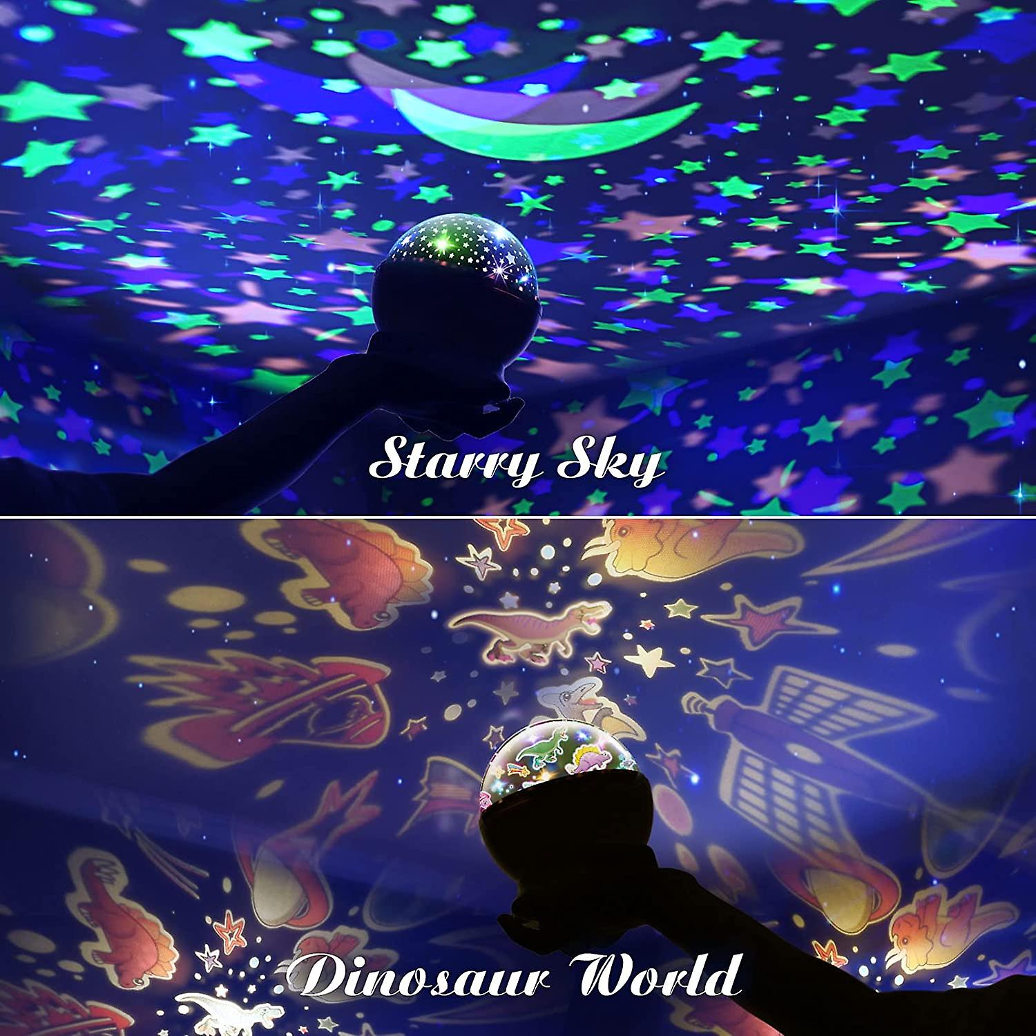 Liangnv Dinosaur Toys For Kids 3-5 2-in-1 Dinosaurs Star Projector For 4 5 6 7 8 9 10 11 12 Year Old Boys Christmas Gifts 360 Rotating Night Light Lam