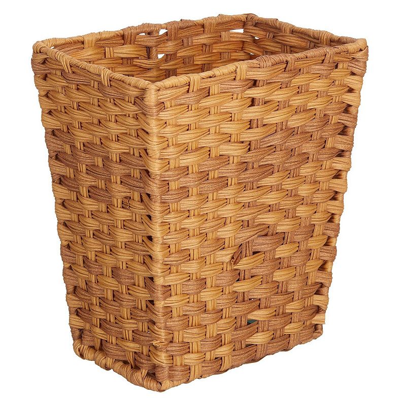 mDesign Woven Rectangle Decorative Garbage Wastebasket Trash Bin